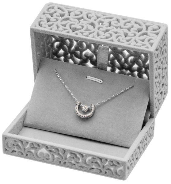 Hollow Velvet Jewelry Necklace Box Chain Pendant Display Organizer Gift